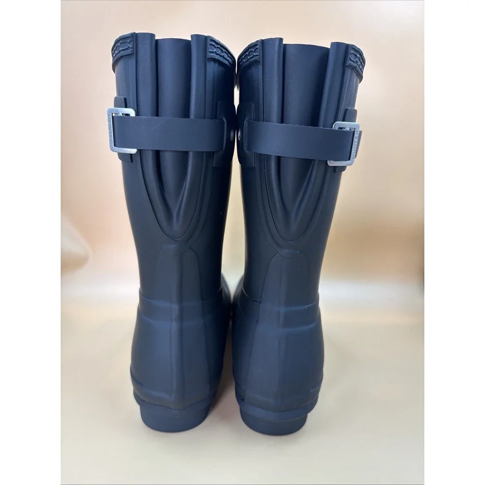 New Hunter Women's Black Original Short Back Adjustable Waterproof Rain Boots 10